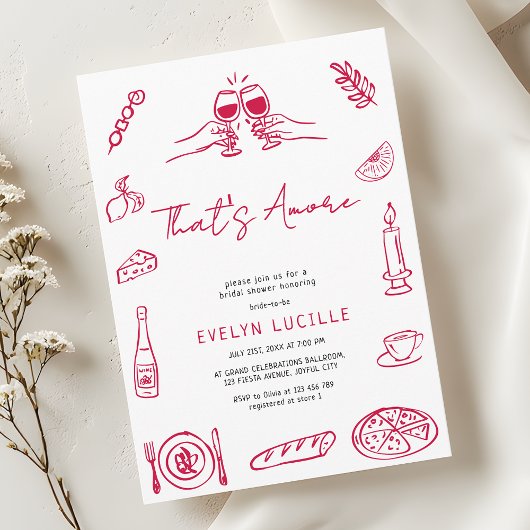 That's Amore Hand Drawn Quirky Retro Bridal Shower 招待状