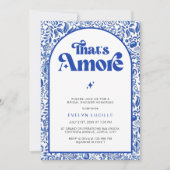 That's Amore Italian Blue Tile Retro Bridal Shower 招待状 (正面)