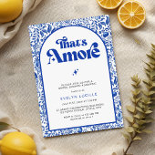 That's Amore Italian Blue Tile Retro Bridal Shower 招待状
