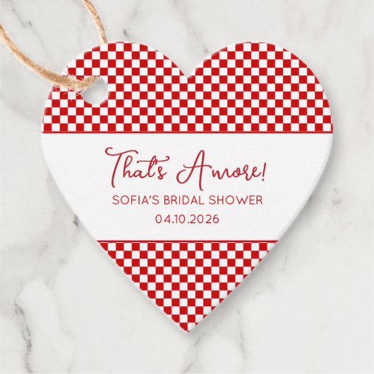 That's Amore Italian Bridal Shower Red Gingham フェイバータグ (正面)