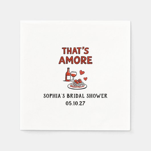 That's Amore Italian Bridal Shower Whimsical Red スタンダードカクテルナプキン (正面)