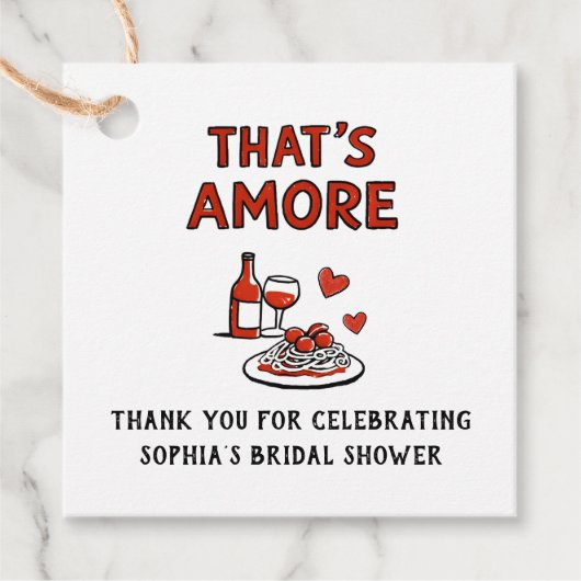 That's Amore Italian Bridal Shower Whimsical Red フェイバータグ (正面)