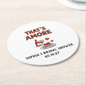 That's Amore Italian Bridal Shower Whimsical Red ラウンドペーパーコースター (アングル)
