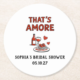 That's Amore Italian Bridal Shower Whimsical Red ラウンドペーパーコースター