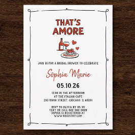 That's Amore Italian Bridal Shower Whimsical Red 招待状