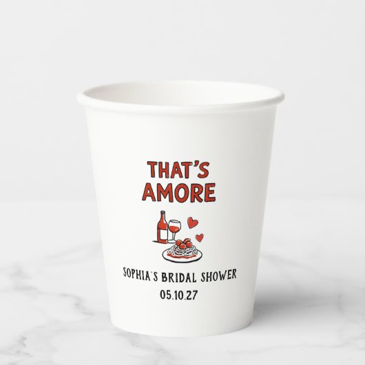That's Amore Italian Bridal Shower Whimsical Red 紙コップ (正面)