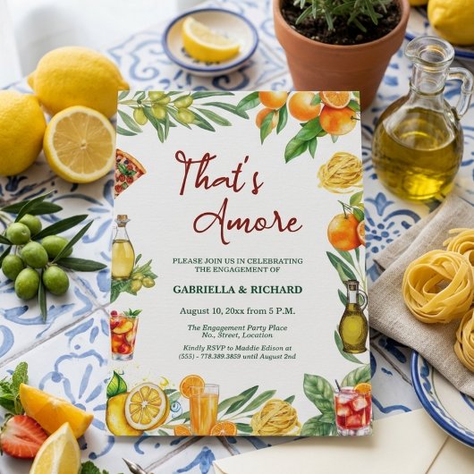 That's Amore Italian Citrus Engagement Party 招待状