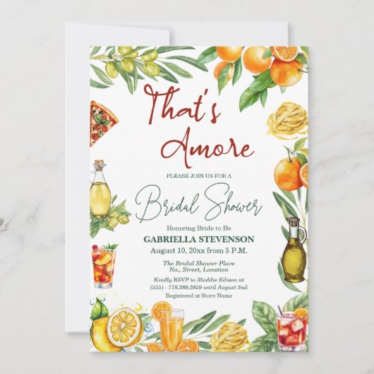 That's Amore Italian Cocktail QR Code Bridal  招待状 (正面)