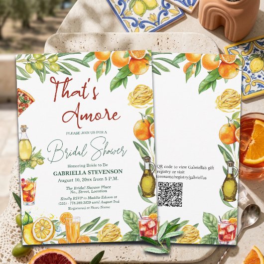 That's Amore Italian Cocktail QR Code Bridal  招待状