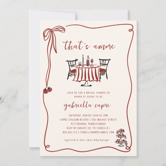 That's Amore Italian Doodle Bridal Shower Invite 招待状 (正面)