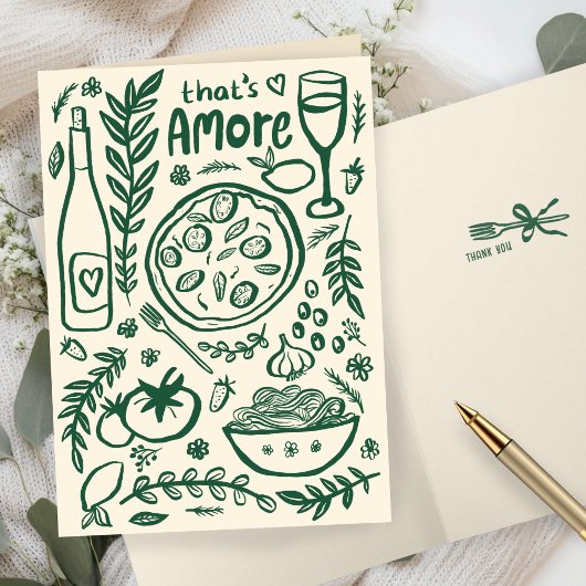 That's Amore Italian Food CUSTOM Bridal SHower  サンキューカード