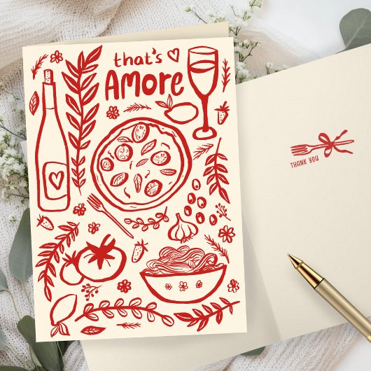That's Amore Italian Food CUSTOM Bridal SHower  サンキューカード