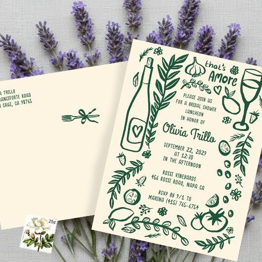 That's Amore Italian Food CUSTOM Bridal Shower  ポストカード