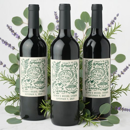 That's Amore Italian Food CUSTOM Bridal Shower ワインラベル