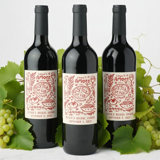 That's Amore Italian Food CUSTOM Bridal Shower ワインラベル