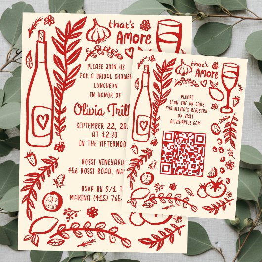That's Amore Italian Food CUSTOM Bridal Shower QR エンクロージャーカード