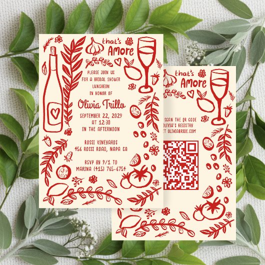 That's Amore Italian Food CUSTOM Bridal Shower QR  招待状