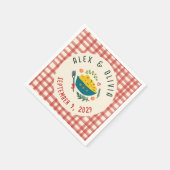 That's Amore Italian Food CUSTOM Plaid Wedding  スタンダードカクテルナプキン (角)