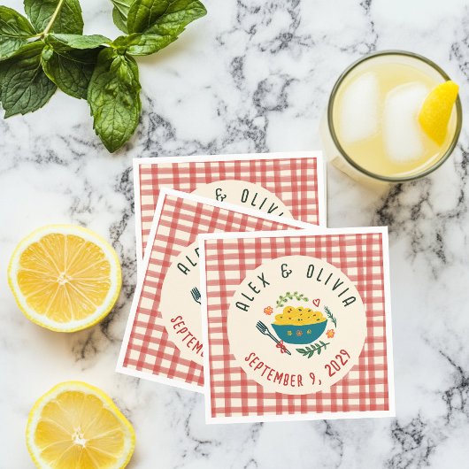That's Amore Italian Food CUSTOM Plaid Wedding  スタンダードカクテルナプキン