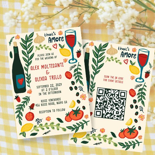 That's Amore Italian Food CUSTOM QR Wedding Party  招待状