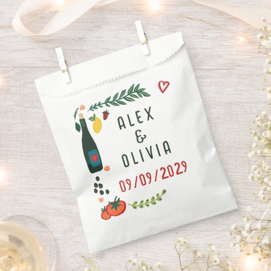 That's Amore Italian Food CUSTOM Wedding  フェイバーバッグ (クリップ留めされた状態)