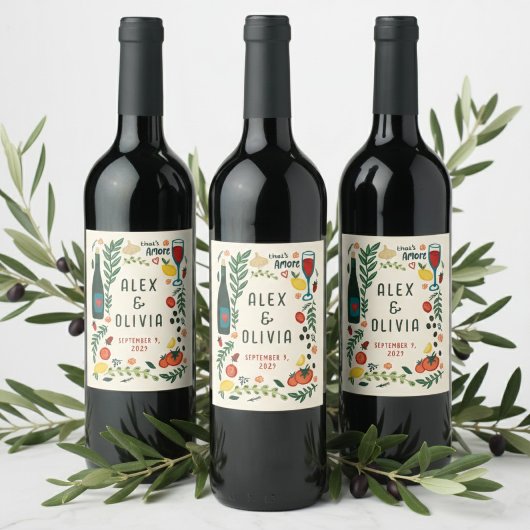 That's Amore Italian Food CUSTOM Wedding Favor ワインラベル