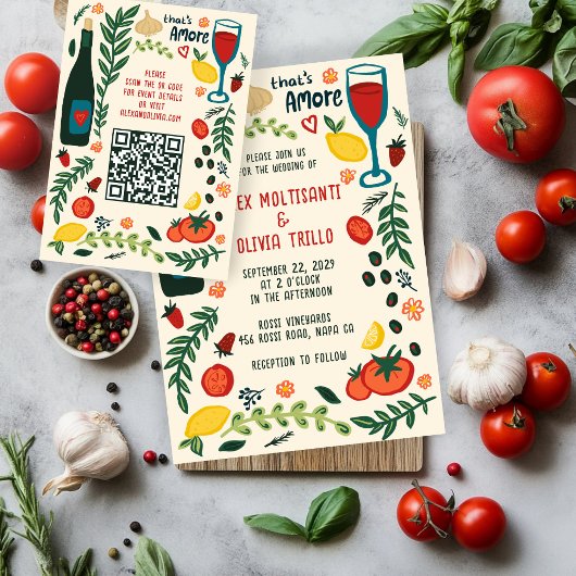 That's Amore Italian Food CUSTOM Wedding QR code エンクロージャーカード