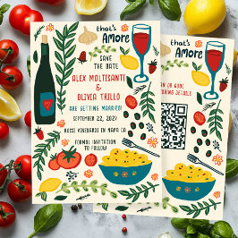 That's Amore Italian Food SAVE THE DATE Custom QR  招待状