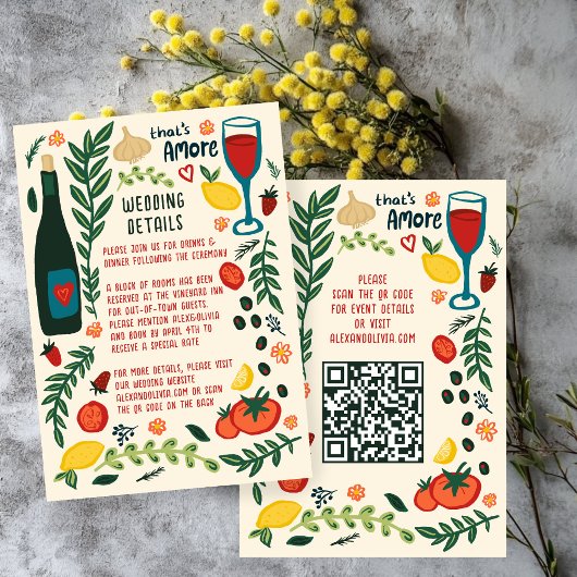 That's Amore Italian Food Wedding QR code Details エンクロージャーカード