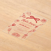 That's Amore Italian Hand drawn Bridal Shower アクリル招待状 (レイダウン)