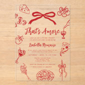 That's Amore Italian Hand drawn Bridal Shower アクリル招待状 (正面)
