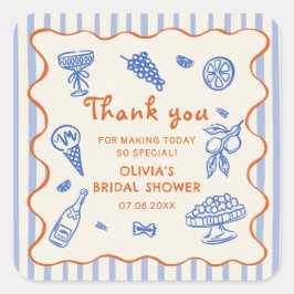 That's Amore Italian Hand Drawn Bridal Shower スクエアシール