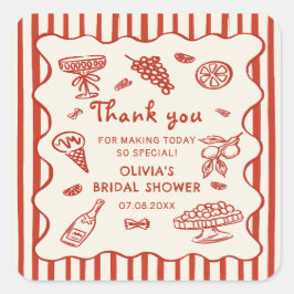 That's Amore Italian Hand Drawn Bridal Shower スクエアシール