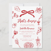 That's Amore Italian Hand drawn Bridal Shower 招待状 (正面)