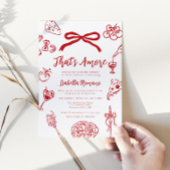 That's Amore Italian Hand drawn Bridal Shower 招待状