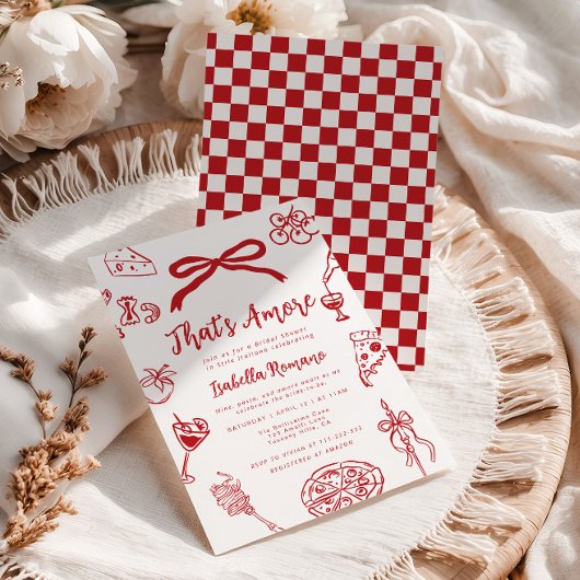 That's Amore Italian Hand drawn Bridal Shower 招待状