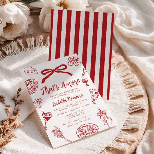 That's Amore Italian Hand drawn Bridal Shower 招待状