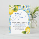 That's Amore Italian Lemon Blue Tile Birthday 招待状 (スタンド正面)