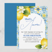 That's Amore Italian Lemon Blue Tile Birthday 招待状 (正面/裏面)