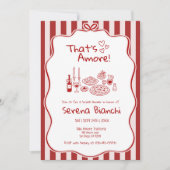 Thats Amore Italian Pizza Stripe bridal shower   招待状 (正面)