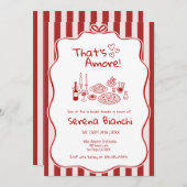 Thats Amore Italian Pizza Stripe bridal shower 招待状 (正面/裏面)