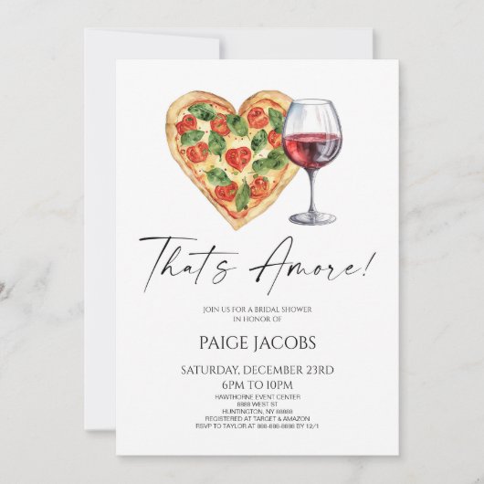 That's Amore! Italian Pizza Wine Bridal Shower 招待状 (正面)