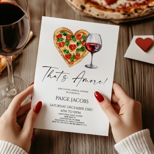 That's Amore! Italian Pizza Wine Bridal Shower 招待状