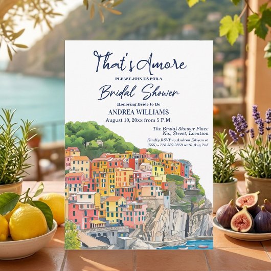 That's Amore Italian Riviera Bridal Shower 招待状