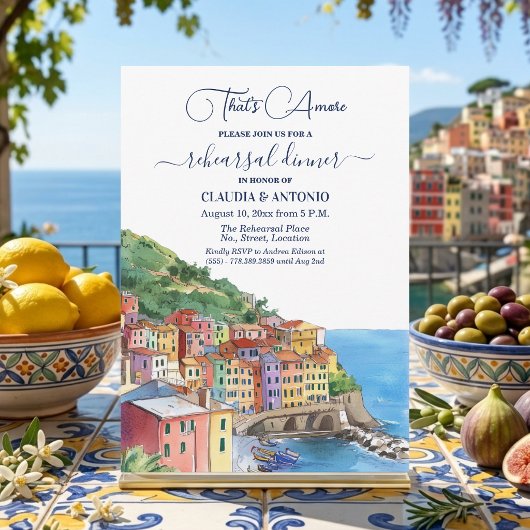 That's Amore Italian Riviera Rehearsal Dinner 招待状