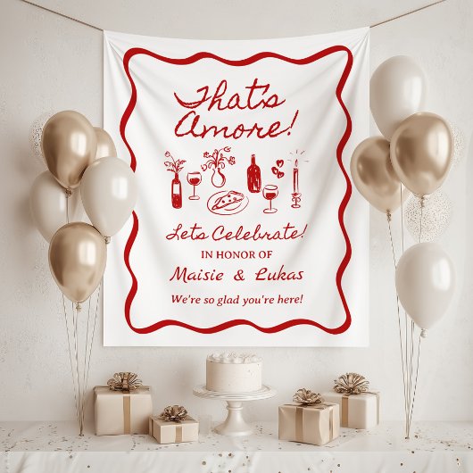 That's Amore Italian Theme Engagement Party Sign タペストリー
