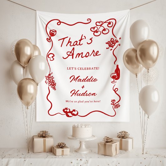 That's Amore Italian Theme Rehearsal Dinner Sign タペストリー