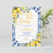 That's Amore Lemon and Blue Floral Bridal Shower  招待状 (スタンド正面)