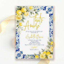 That's Amore Lemon and Blue Floral Bridal Shower  招待状