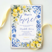 That's Amore Lemon Blue Tile Floral Bridal Shower  招待状